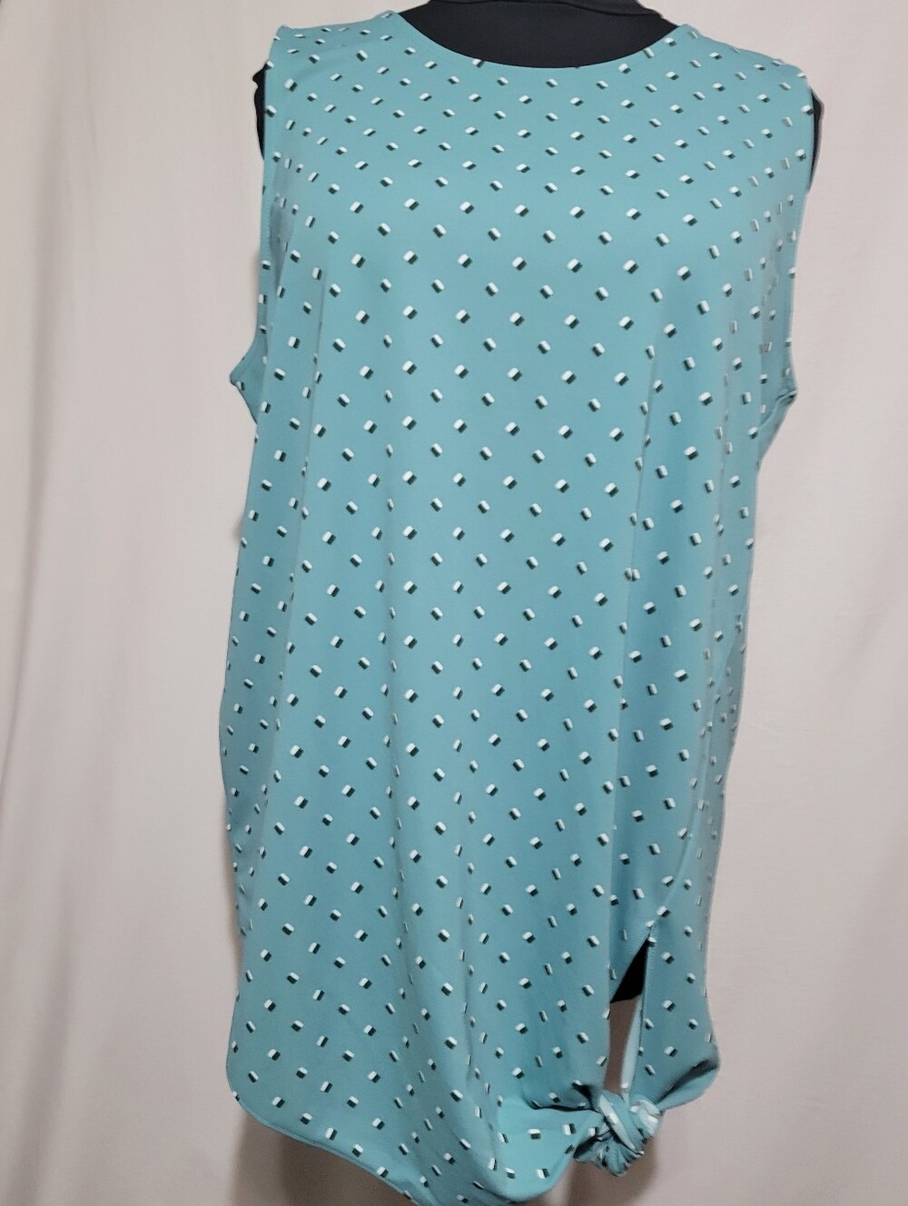 Ann Taylor Factory Teal Sleeveless Dot Tie-Hem Tunic